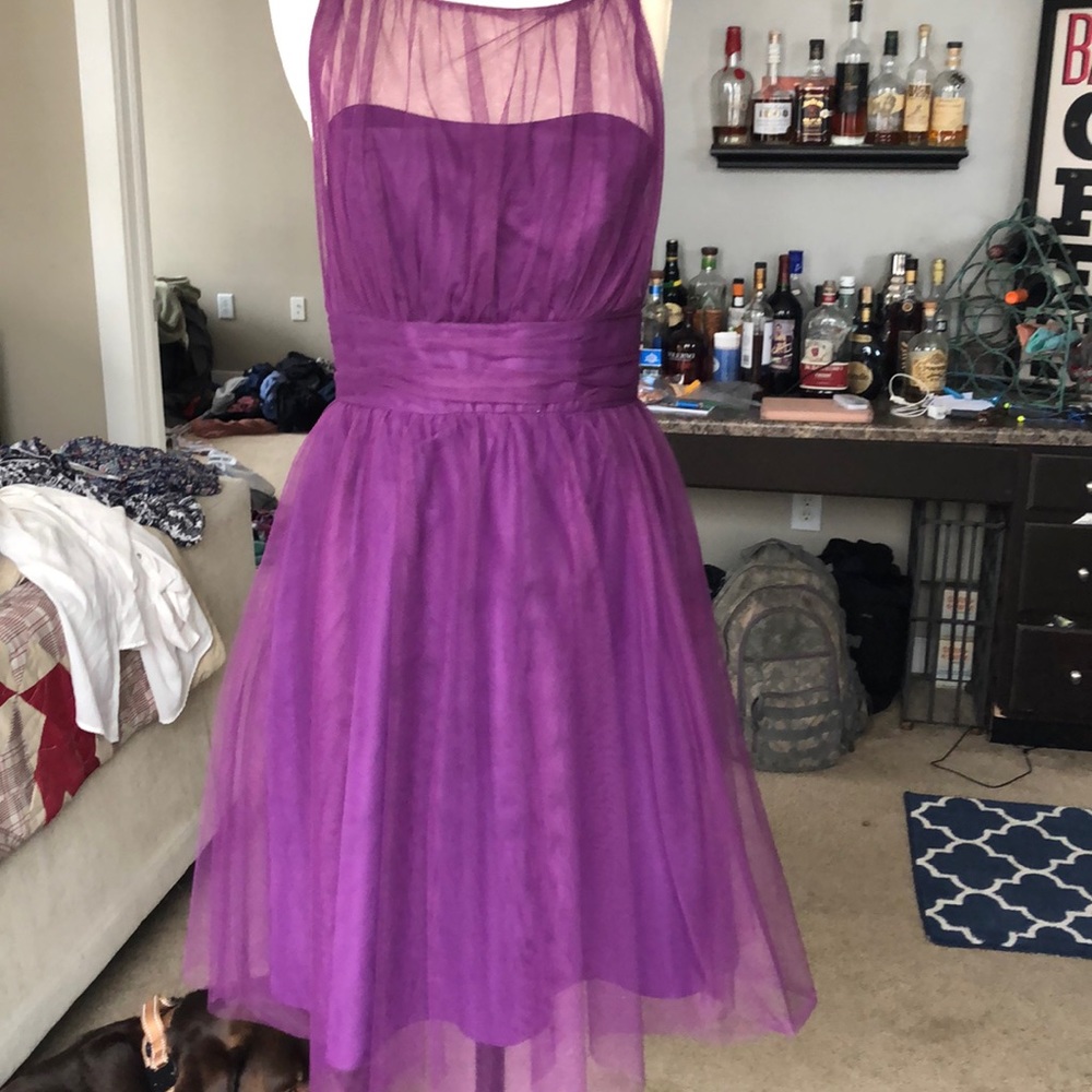 Tulle purple bridesmaid dress